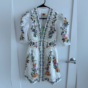 Farm Rio Sweet Bloom Dreamscape Off-White Mini Dress - NWT Size XS